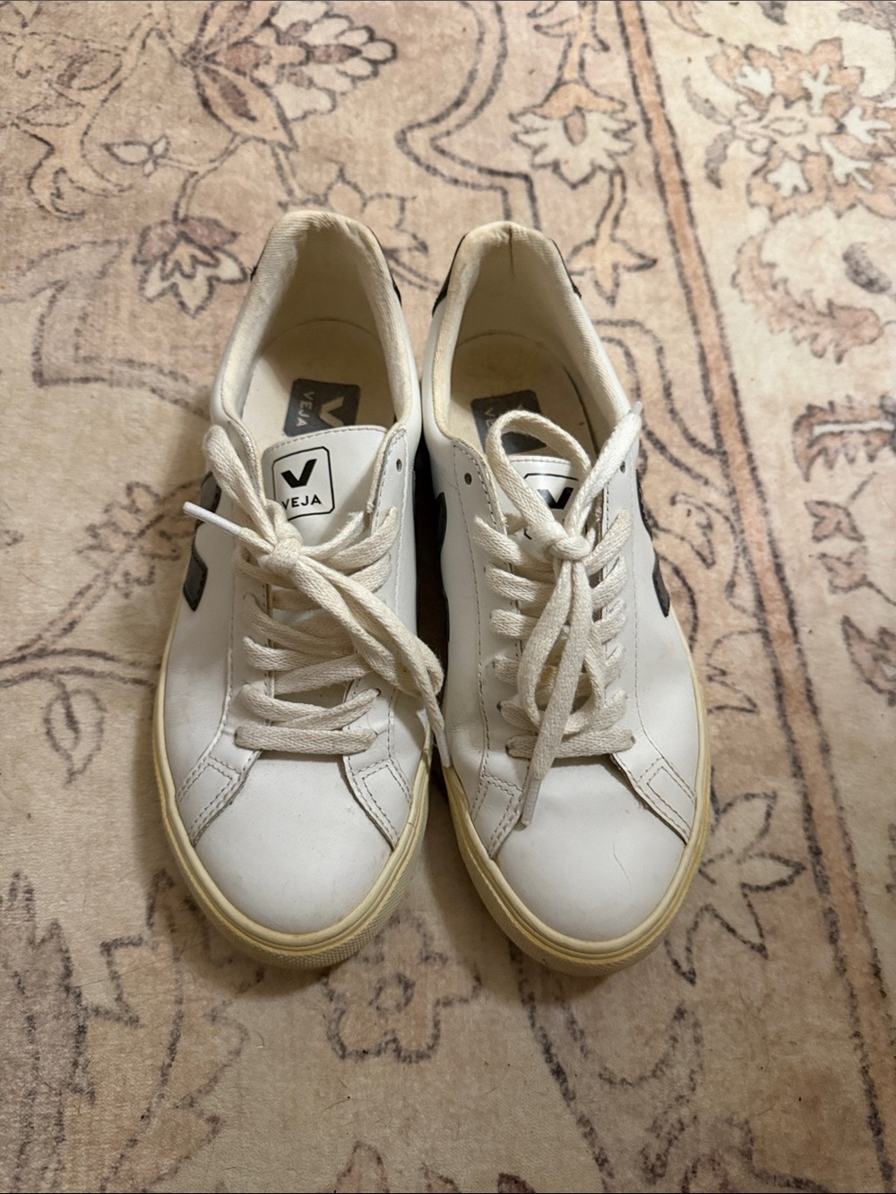 Veja White Sneakers with Black V Logo